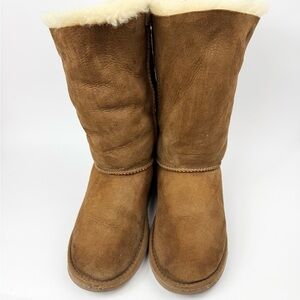 UGG Bailey Bow Tall Youth Suede/Sherpa Boots #1007309 Sz 4